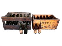 (2) Wooden Crates w/French Beer Bottles
