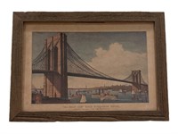 Framed East River Bridge Wall Art Piece