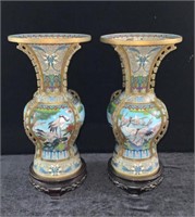 Pair of Cloisonné Vases 14”