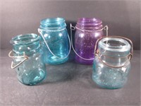Four Canning Jars with Metal Handles