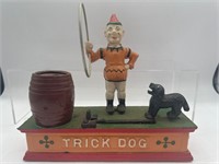 Cast iron trick dog bank