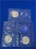 (3) 1972-1974 Eisenhower Unc. Silver Dollar Sets