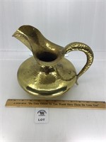 MID CENTURY HAMMERED BRASS PITCHER MADE IN ITALY
