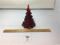 RED GLASS CHRISTMAS TREE 6.5 inches tall