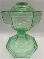 Green uranium glass oil lamp base