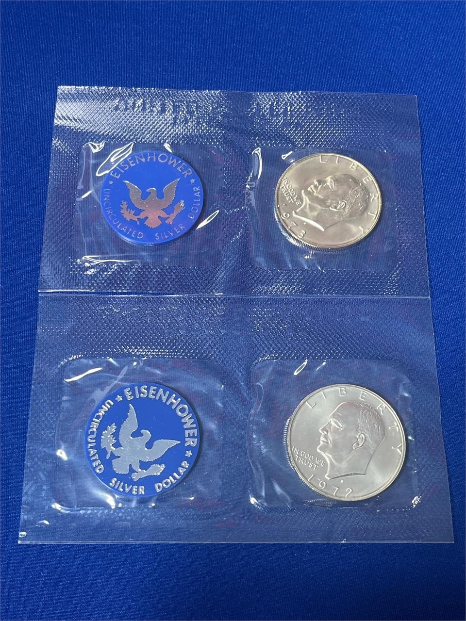 1972 & 1973 Eisenhower Unc. Silver Dollar Sets