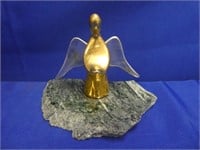 Hoselton Gold Plated Angel Sculpture On Marble