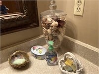 Soap and glass basket, seashell soap holder,
