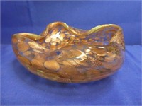 Murano Copper Bubble Art Glass Dish