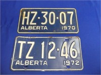 1970, 1972 Alberta License Plates