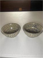 Blue sponge ware stone bowls