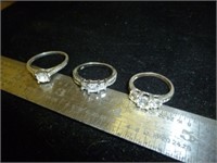 3pc Sterling Silver & Natural Stone Cocktail Rings