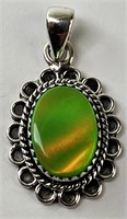 Sterling Green  Aurora Opal Pendant 3 Grams