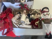 Snowman decor, Christmas items, ribbon