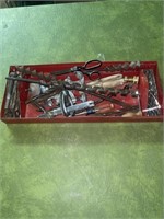 Tool tray with drill bits, miscellaneous tools