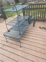 Metal lawn chair with rolling cart