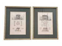 (2) Framed Maison Architectural Wall Art Pieces