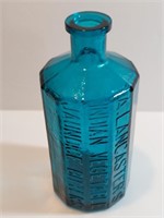 Peacock Blue Wheaton Glass Medicine Bottle.