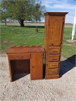 Small Antique Desk and Side Cabinet
