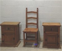 Matching Mexican Pine End Tables w Chair Z11A