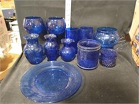 Mixed Style Lot of Cobalt Blue Art Glass