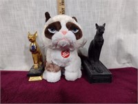 Mixed Cat Figurine & Grumpy Cat Plush Lot