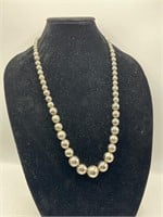 925 silver graduated beaded ball necklace