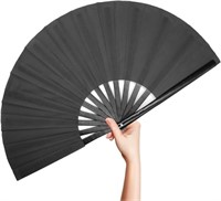 OnMyTea Lg Fabric Hand Held Fans (4-Pk) Black