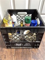 Painting Supplies and Spray Paint in Crate