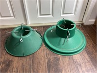 Two Green Plastic Christmas Tree Stands