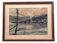 Signed Scenic Watercolor Wall Art Piece
