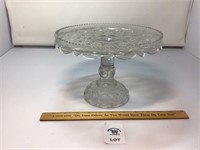 L E SMITH VINTAGE MOON & STARS CLEAR GLASS CAKE