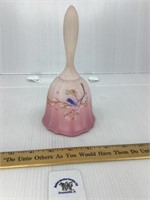 FENTON PINK GLASS BELL 7 INCHES TALL