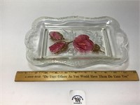 WALTHER-GLASS, GERMANY ROSE BREAD TRAY