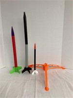 Rocket Launch Pad and Three Rockets