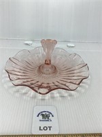 VINTAGE PINK DEPRESSION FLUTED CANDY DISH WITH