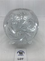 CRYSTAL ROSE BOWL FOOTED CLEAR PINWHEEL DESIGN 5