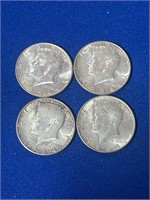 (4) 1964 JFK 1/2 Silver Dollars