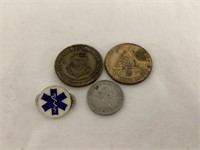 Medical Pin and Three Coins