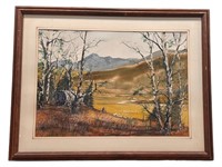 Signed Landscape Watercolor Wall Art Piece