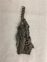 Wizard Lleu Charming Snake Pewter Keychain