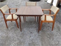 Wooden Folding Table With 3 Cushioned Chairs