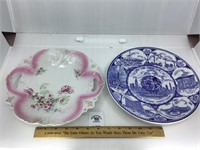 PORCELAIN HAND PAINTED LACE PLATE, USS STEEL NY