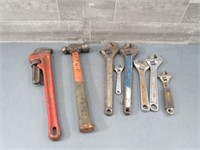 VARIOUS CRESCENT WRENCHES / BALL PIN HAMMER