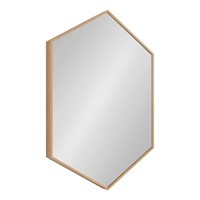 Hexagon Natural Teak  Wall Mirror 31"x22"