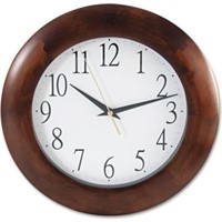 Round Cherry Wood Clock 12 3/4" Analog,Battery