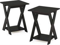 Furinna Criss-Crossed End Table(set of 2)-Espresso