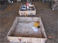 (2) wooden crates with misc tools/welding rods