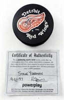 STEVE YZERMAN SIGNED NHL RED WING PUCK W/COA