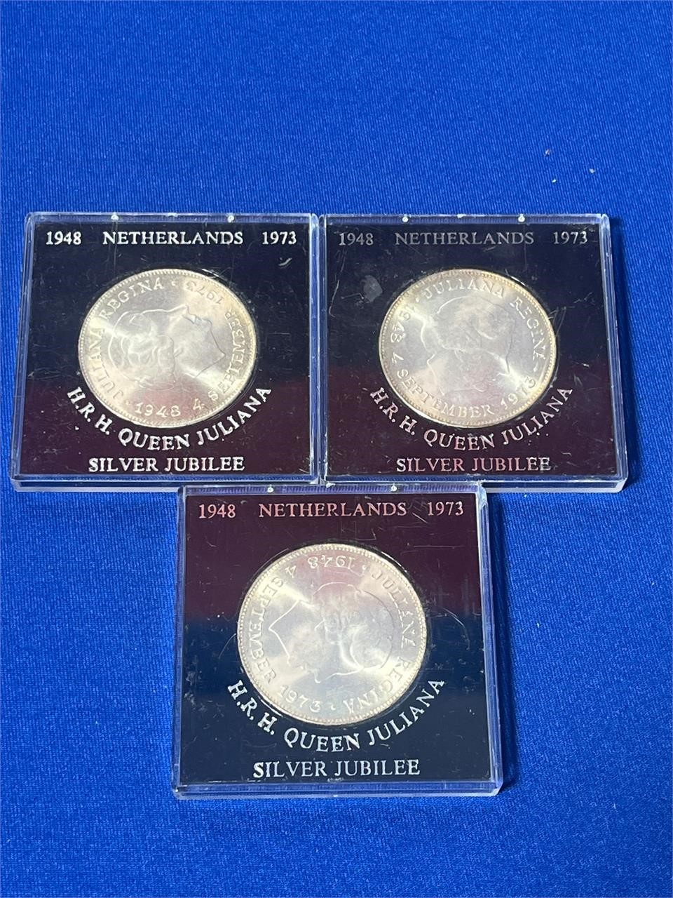 (3) Queen Juliana Silver Jubilee Coins